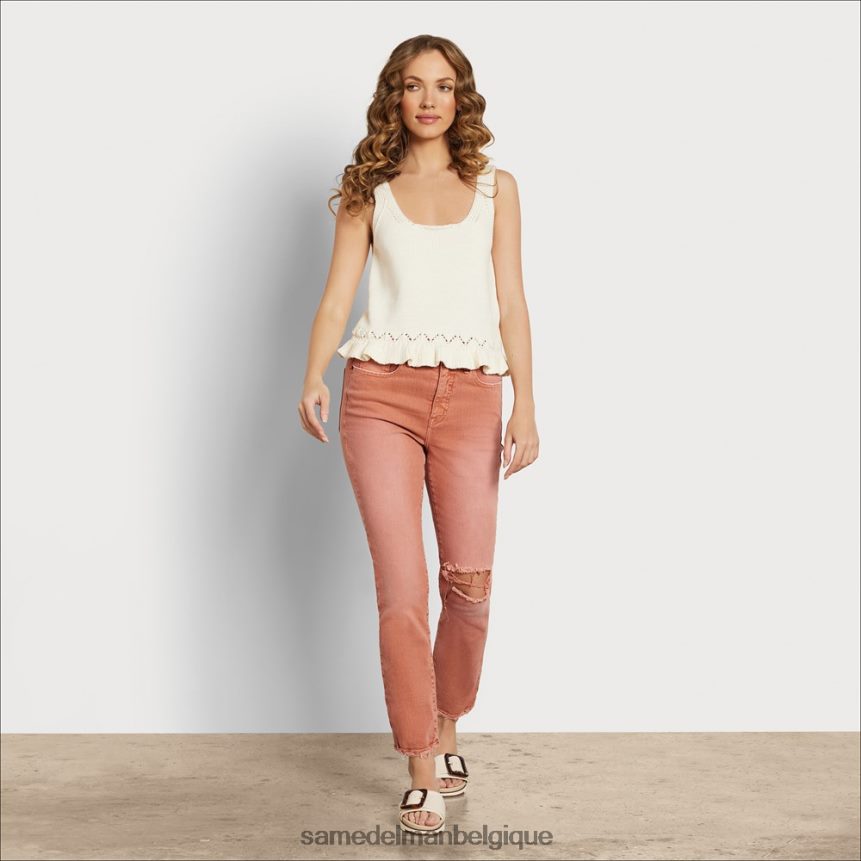 denim taille haute slim droit Sam Edelman femmes argile JZ0XZ01187 vêtements