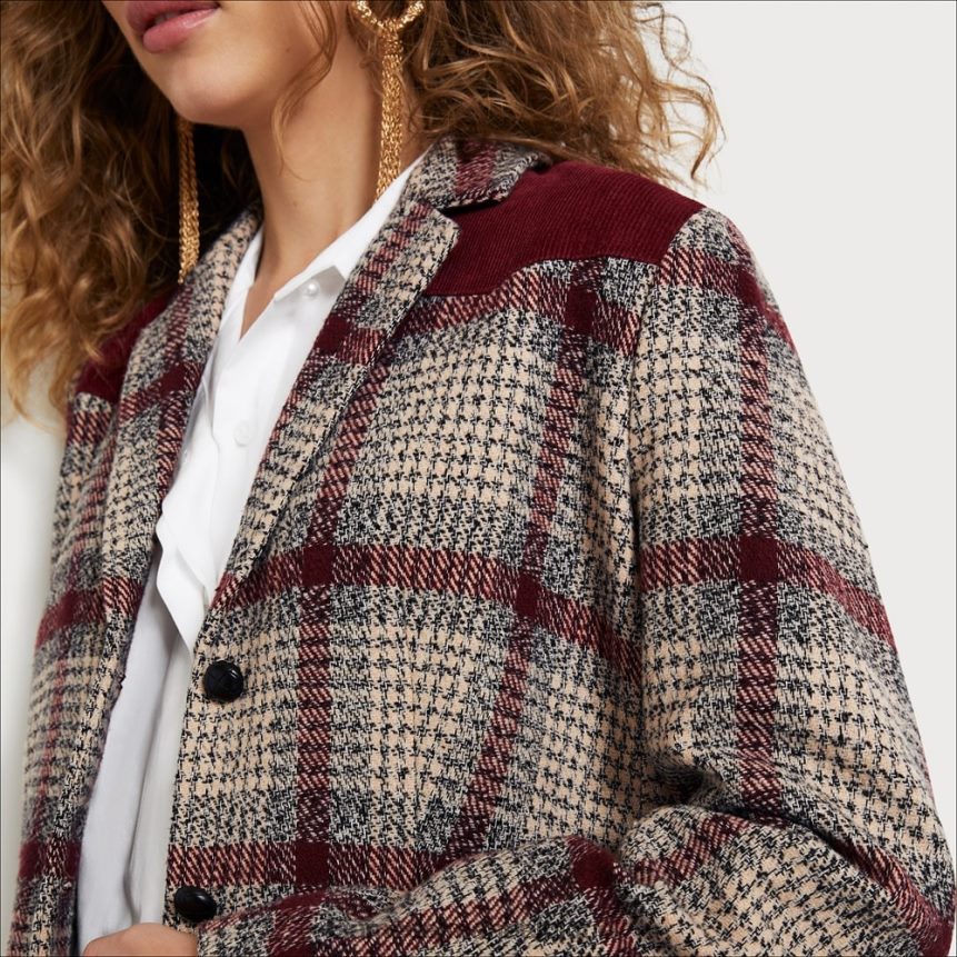 blazer rivington Sam Edelman femmes plaid de fable forestière JZ0XZ01292 vêtements