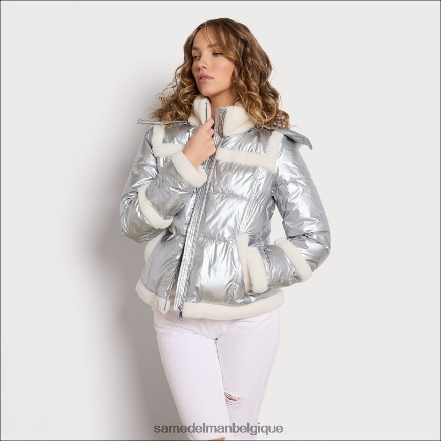 doudoune courte à capuche Sam Edelman femmes argent JZ0XZ01133 vêtements