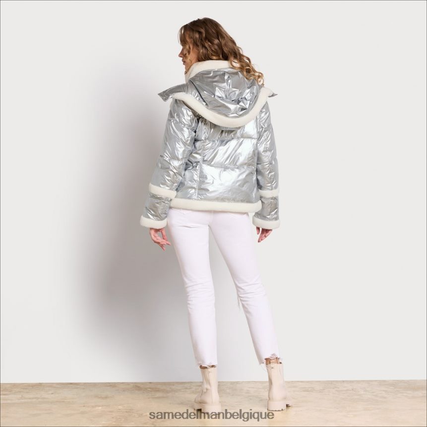 doudoune courte à capuche Sam Edelman femmes argent JZ0XZ01133 vêtements