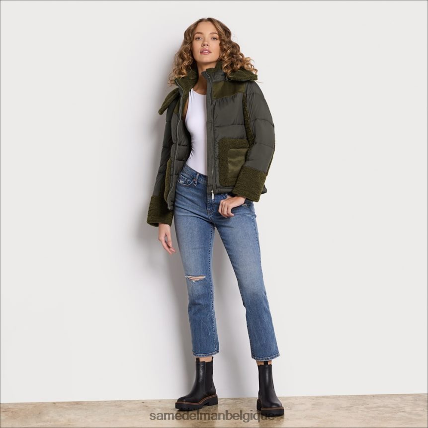 doudoune courte à capuche Sam Edelman femmes olive JZ0XZ01252 vêtements