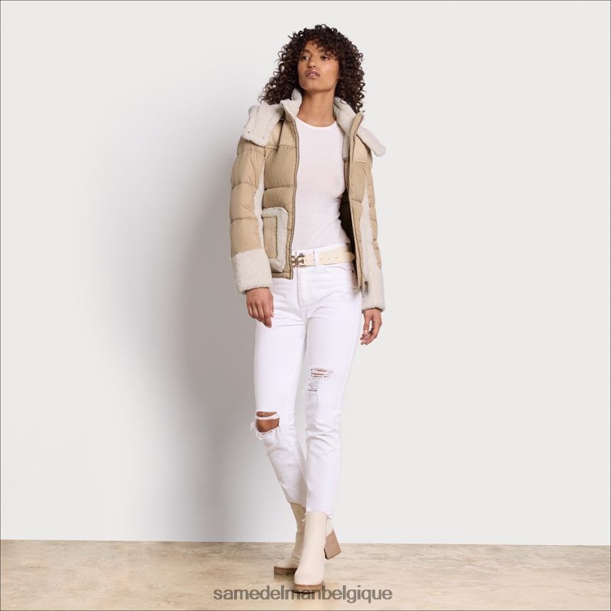 doudoune courte à capuche Sam Edelman femmes sable JZ0XZ01253 vêtements