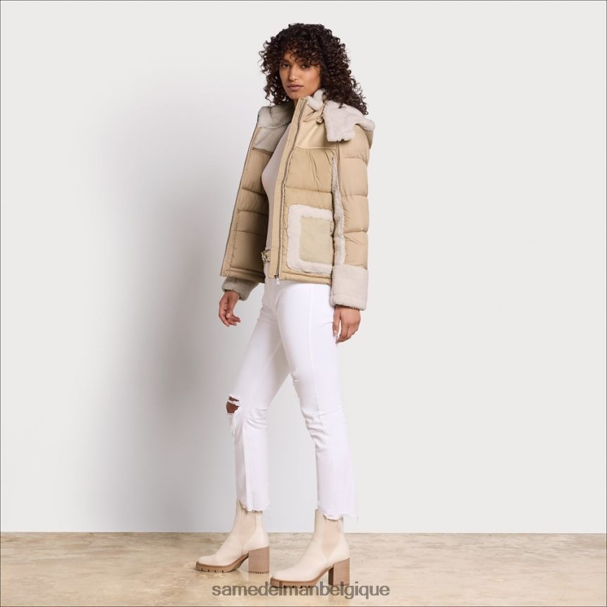doudoune courte à capuche Sam Edelman femmes sable JZ0XZ01253 vêtements