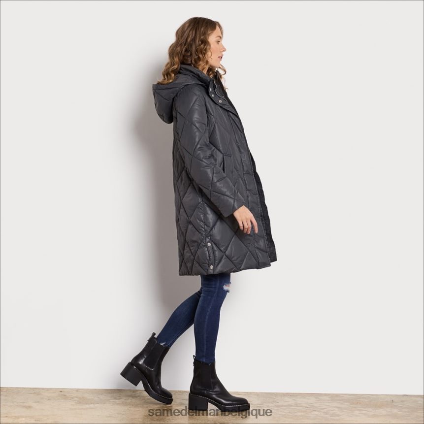 doudoune longue à col cheminée et capuche Sam Edelman femmes gris JZ0XZ01150 vêtements