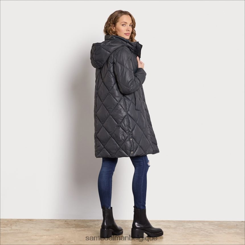 doudoune longue à col cheminée et capuche Sam Edelman femmes gris JZ0XZ01150 vêtements