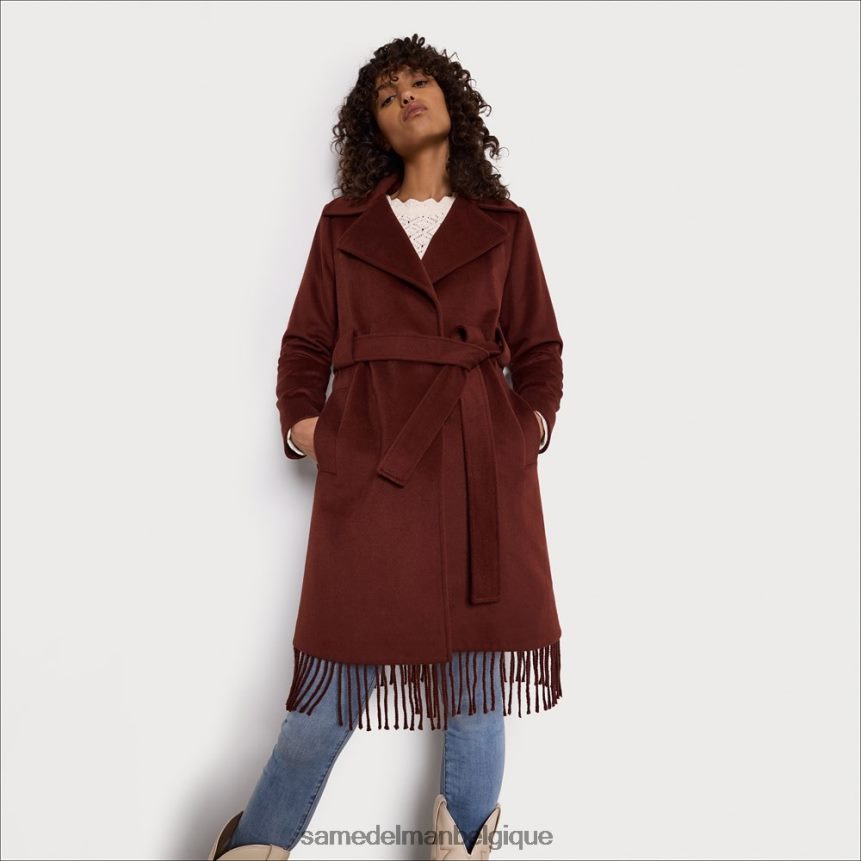 manteau portefeuille à franges et ceinture Sam Edelman femmes châtaigne JZ0XZ01238 vêtements