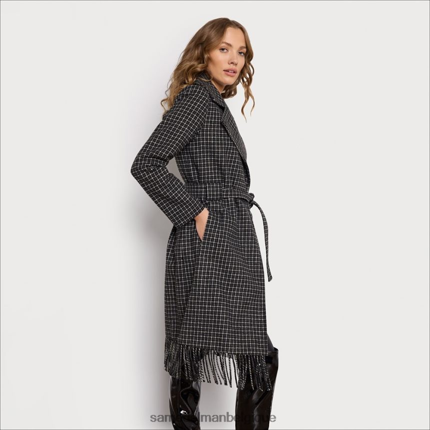 manteau portefeuille à franges et ceinture Sam Edelman femmes noir blanc JZ0XZ01237 vêtements