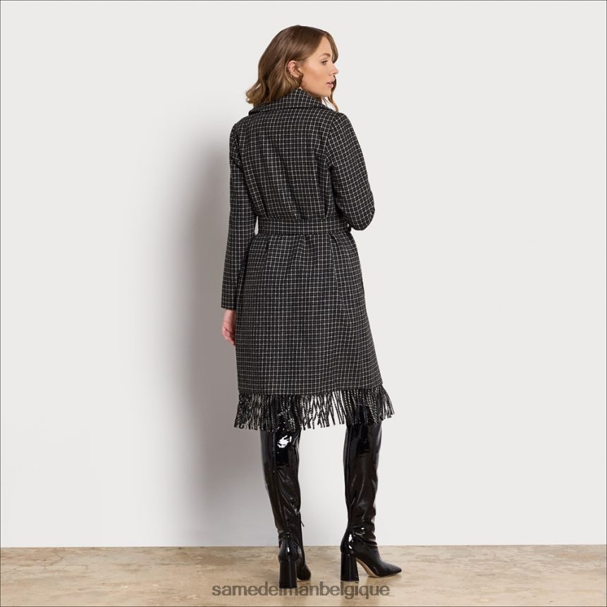 manteau portefeuille à franges et ceinture Sam Edelman femmes noir blanc JZ0XZ01237 vêtements