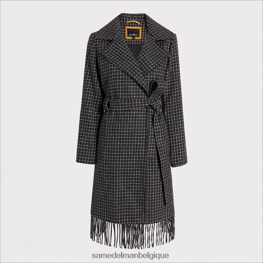 manteau portefeuille à franges et ceinture Sam Edelman femmes noir blanc JZ0XZ01237 vêtements