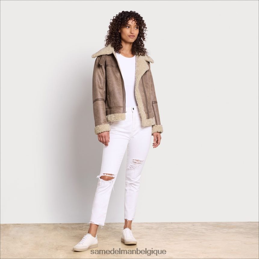 veste aviateur courte Sam Edelman femmes kaki clair JZ0XZ01276 vêtements