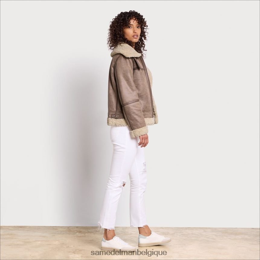 veste aviateur courte Sam Edelman femmes kaki clair JZ0XZ01276 vêtements