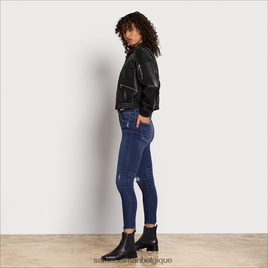 veste courte en cuir aviateur Sam Edelman femmes noir JZ0XZ01166 vêtements