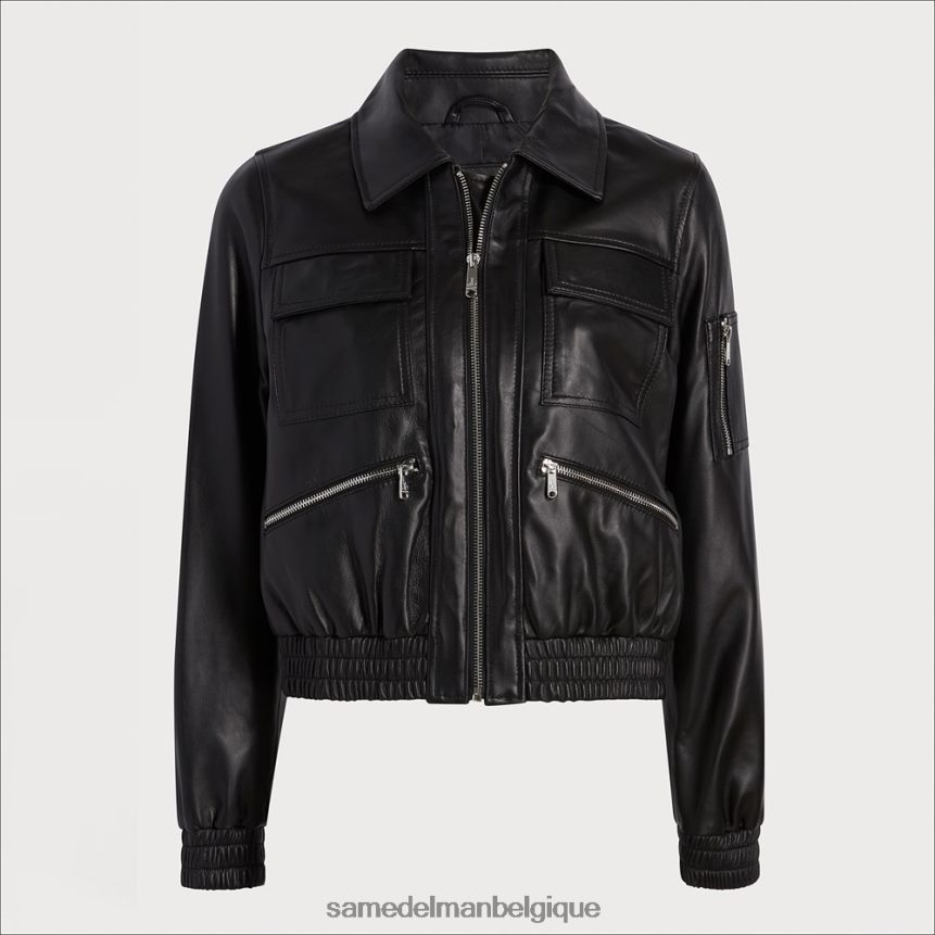 veste courte en cuir aviateur Sam Edelman femmes noir JZ0XZ01166 vêtements