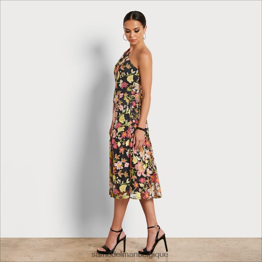 Robe midi fleurie brodée 1 épaule Sam Edelman femmes pêche multi JZ0XZ01073 vêtements