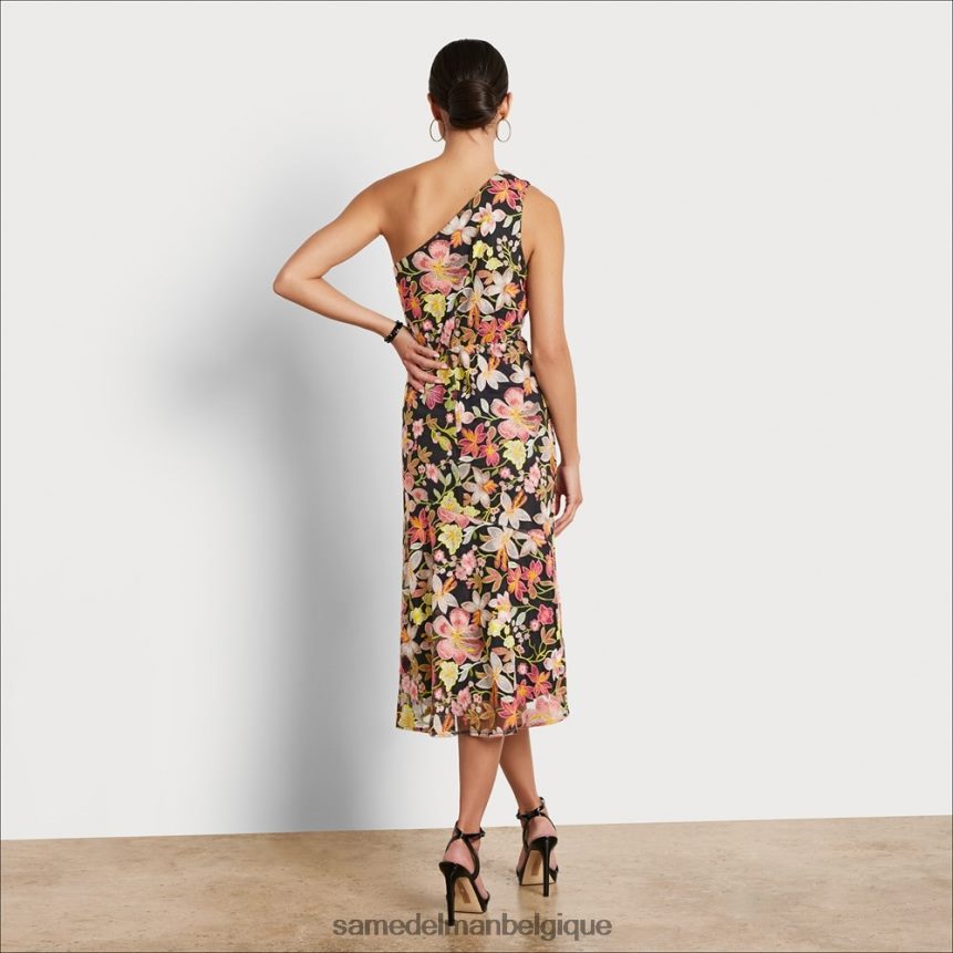 Robe midi fleurie brodée 1 épaule Sam Edelman femmes pêche multi JZ0XZ01073 vêtements