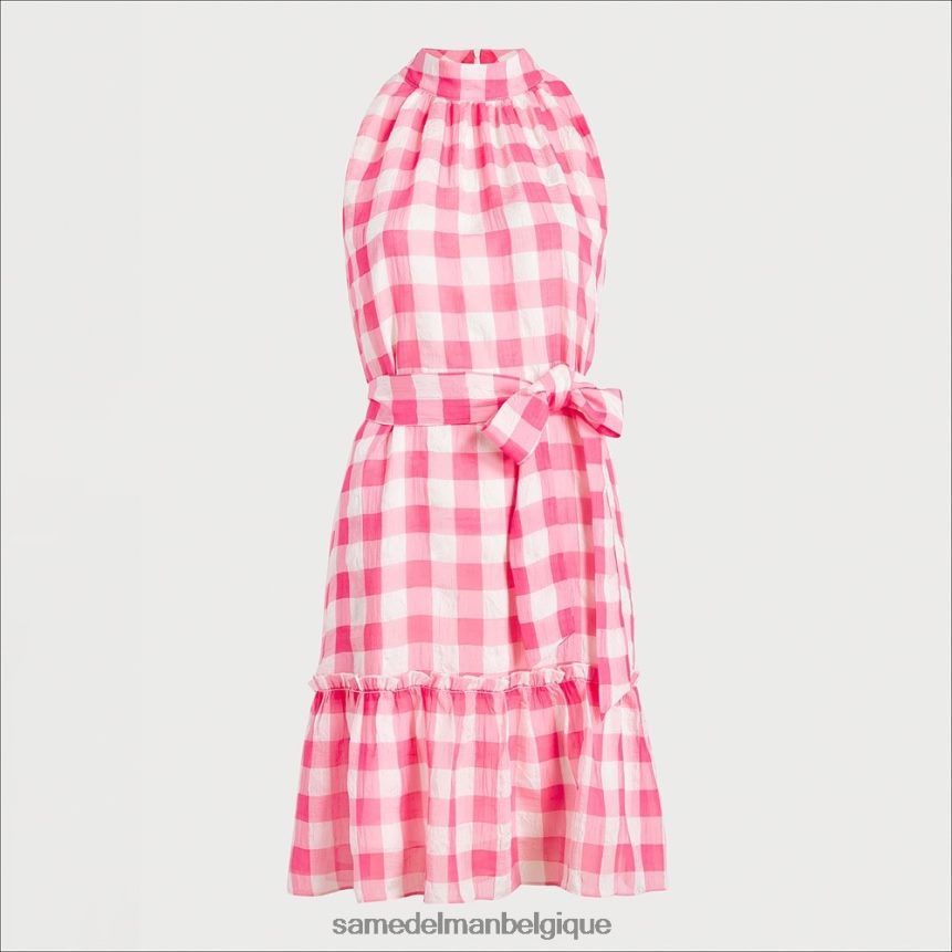 robe courte à carreaux et col montant Sam Edelman femmes rose blanc JZ0XZ01144 vêtements
