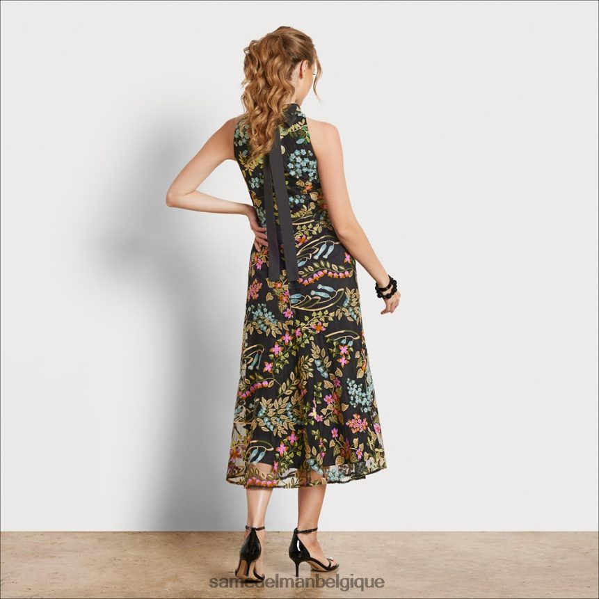 robe longue brodée à col montant Sam Edelman femmes noir multicolore JZ0XZ01069 vêtements