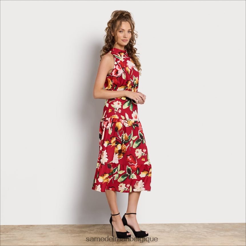robe longue à col montant Sam Edelman femmes rouge multicolore JZ0XZ01093 vêtements