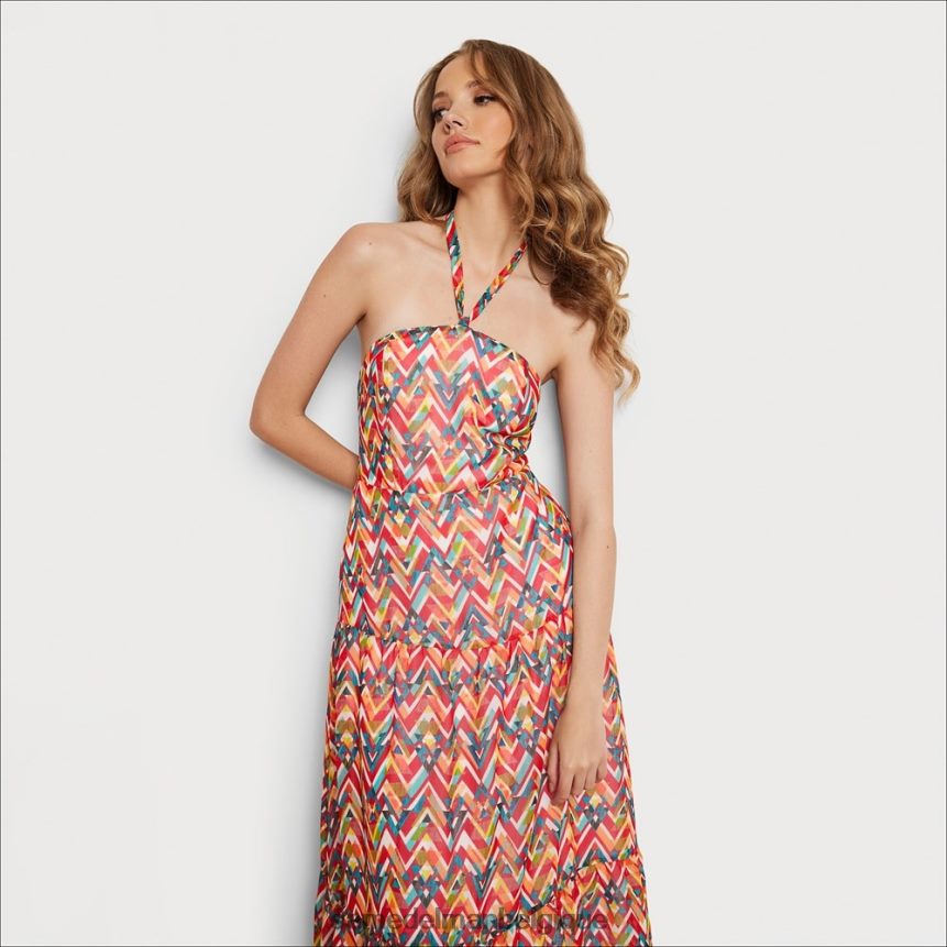 robe longue à imprimé géométrique Sam Edelman femmes corail multicolore JZ0XZ01165 vêtements