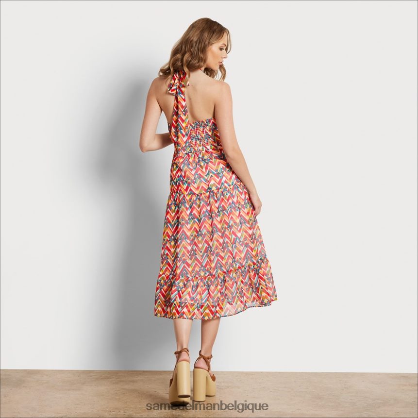 robe longue à imprimé géométrique Sam Edelman femmes corail multicolore JZ0XZ01165 vêtements