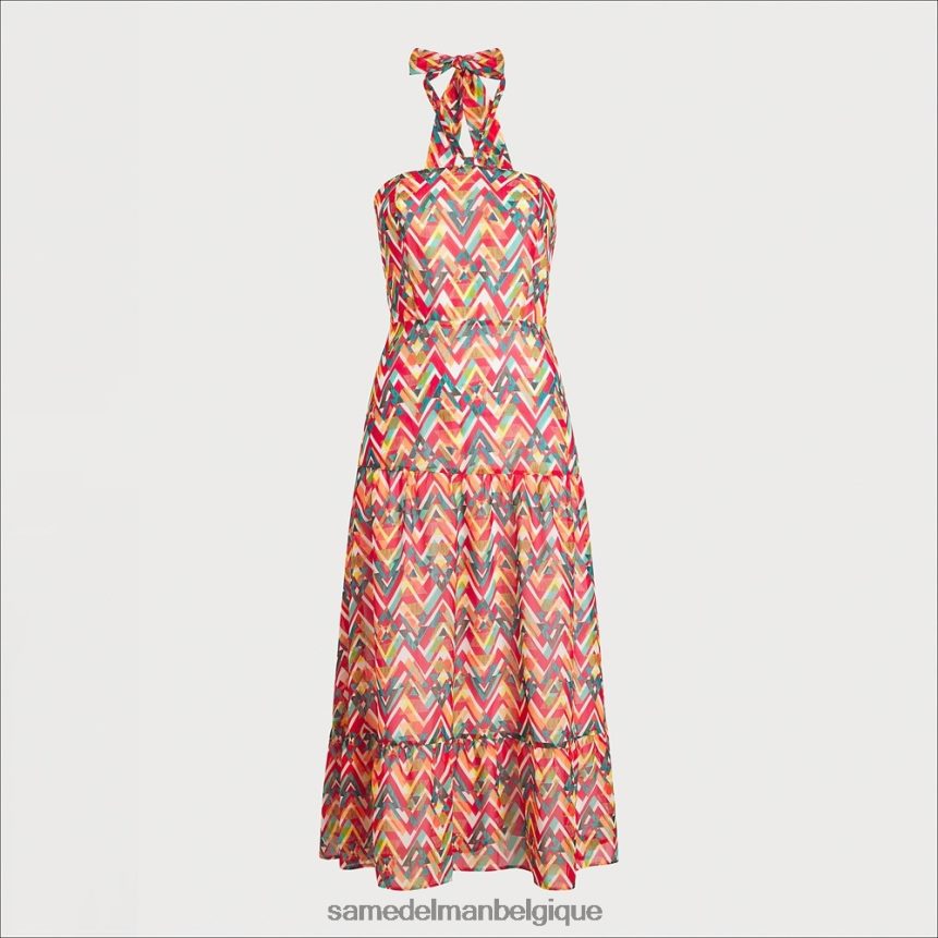 robe longue à imprimé géométrique Sam Edelman femmes corail multicolore JZ0XZ01165 vêtements