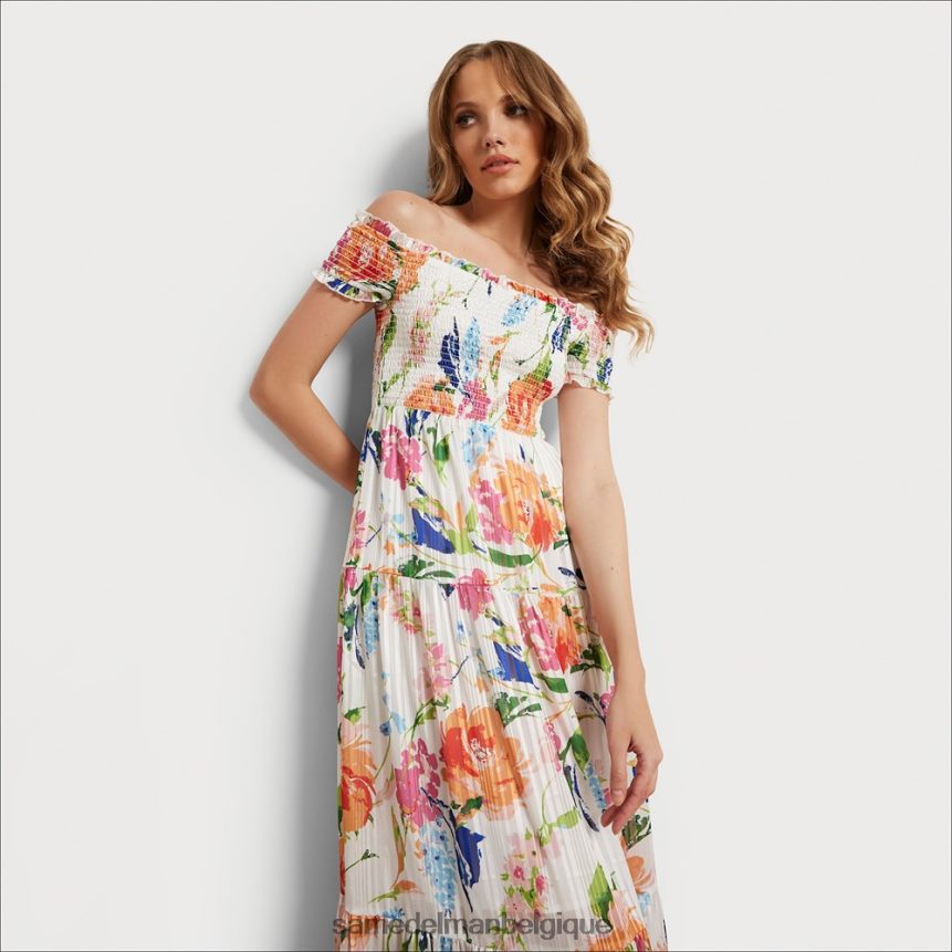 robe longue à épaules dénudées Sam Edelman femmes blanc multicolore JZ0XZ01111 vêtements