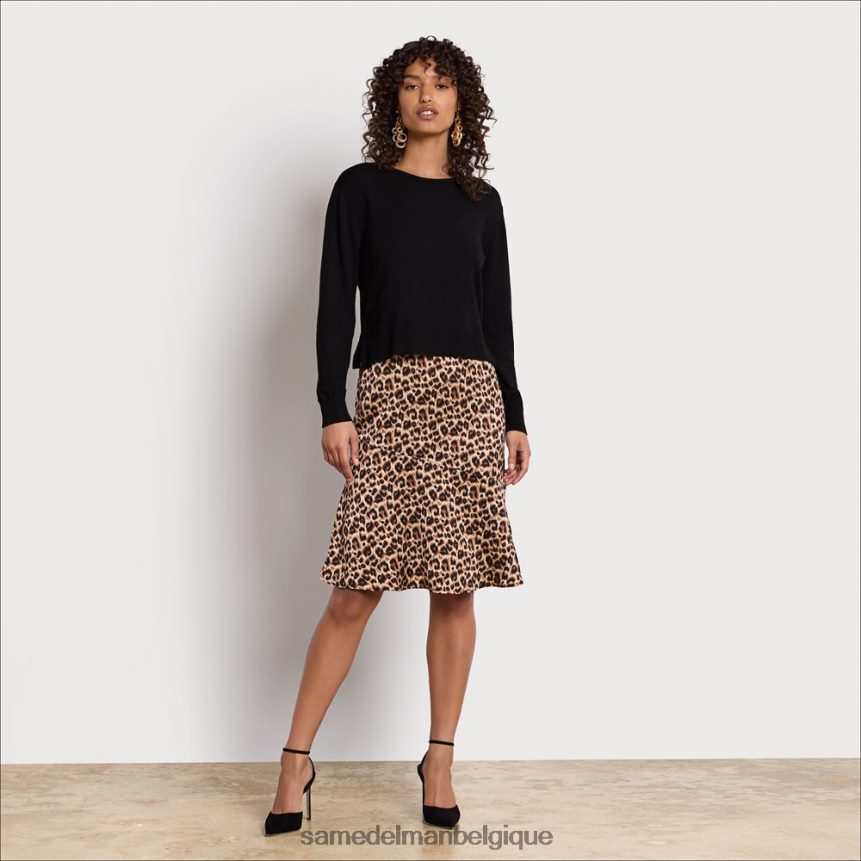 robe mi-longue caraco en tricot à manches longues Sam Edelman femmes léopard JZ0XZ01138 vêtements