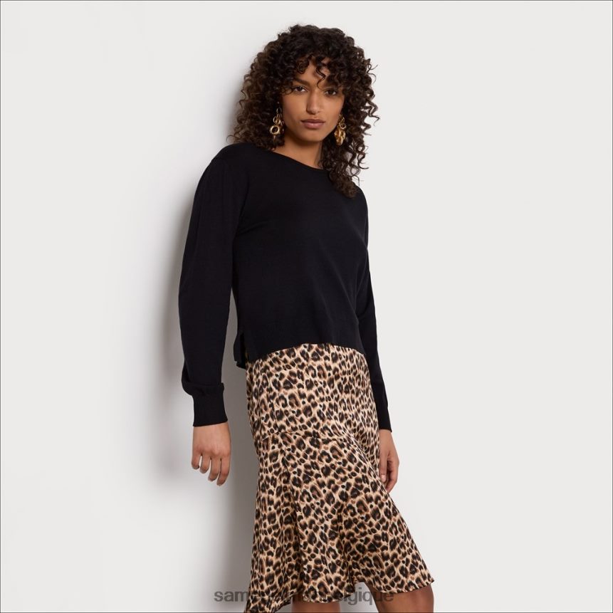 robe mi-longue caraco en tricot à manches longues Sam Edelman femmes léopard JZ0XZ01138 vêtements