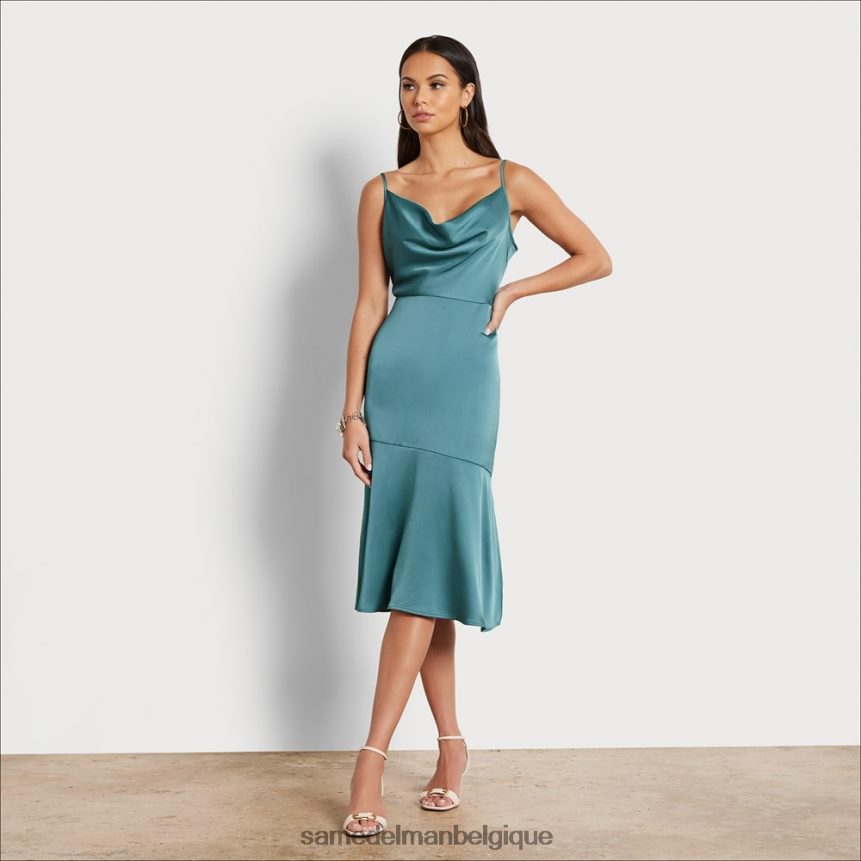 robe mi-longue à col bénitier Sam Edelman femmes vert industriel JZ0XZ01106 vêtements