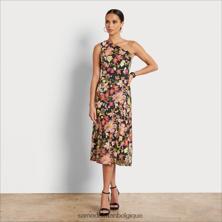 robe midi asymétrique à fleurs brodées Sam Edelman femmes pêche multi JZ0XZ01086 vêtements