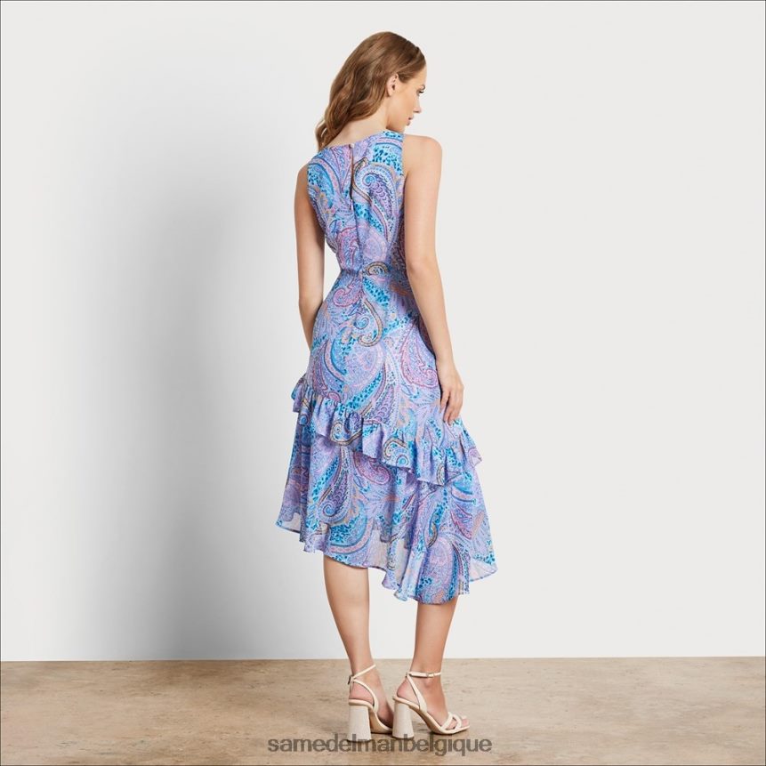 robe midi asymétrique à motif cachemire Sam Edelman femmes bleu multicolore JZ0XZ01110 vêtements