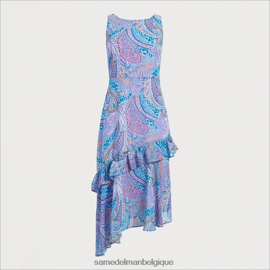 robe midi asymétrique à motif cachemire Sam Edelman femmes bleu multicolore JZ0XZ01110 vêtements