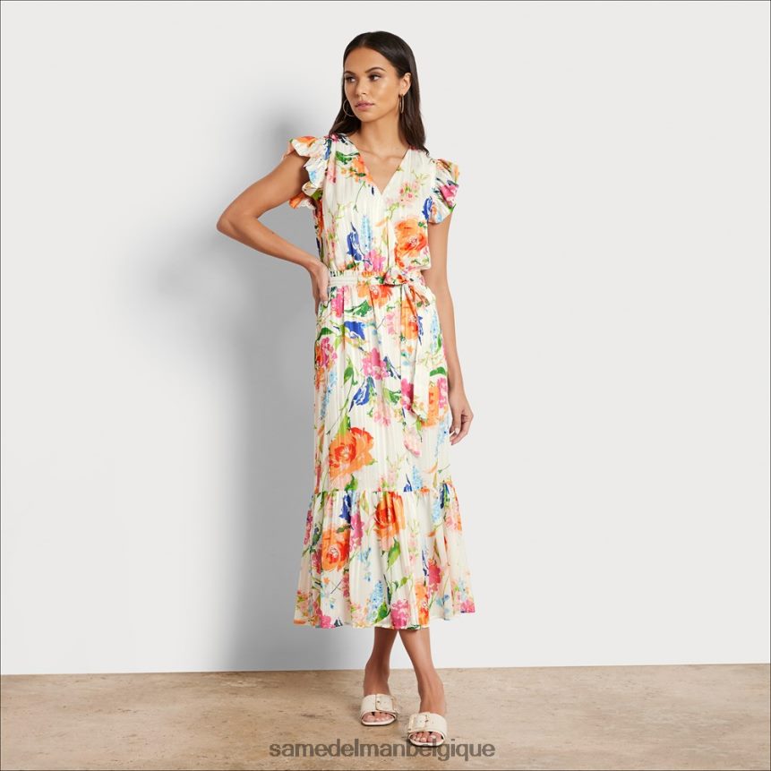robe midi à fleurs Sam Edelman femmes blanc multicolore JZ0XZ01085 vêtements