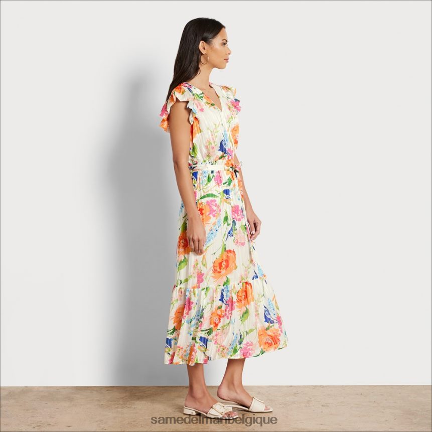robe midi à fleurs Sam Edelman femmes blanc multicolore JZ0XZ01085 vêtements