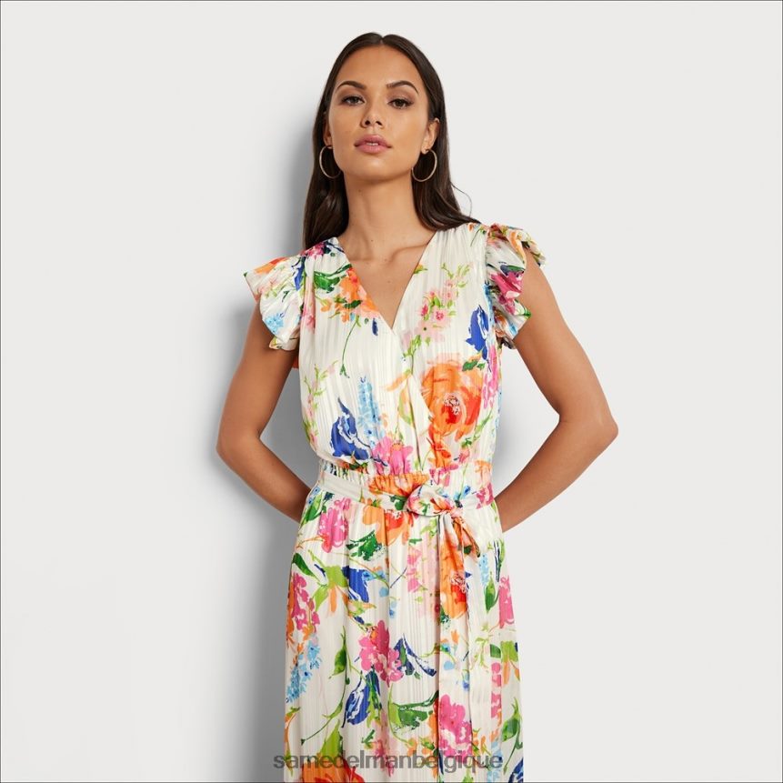 robe midi à fleurs Sam Edelman femmes blanc multicolore JZ0XZ01085 vêtements