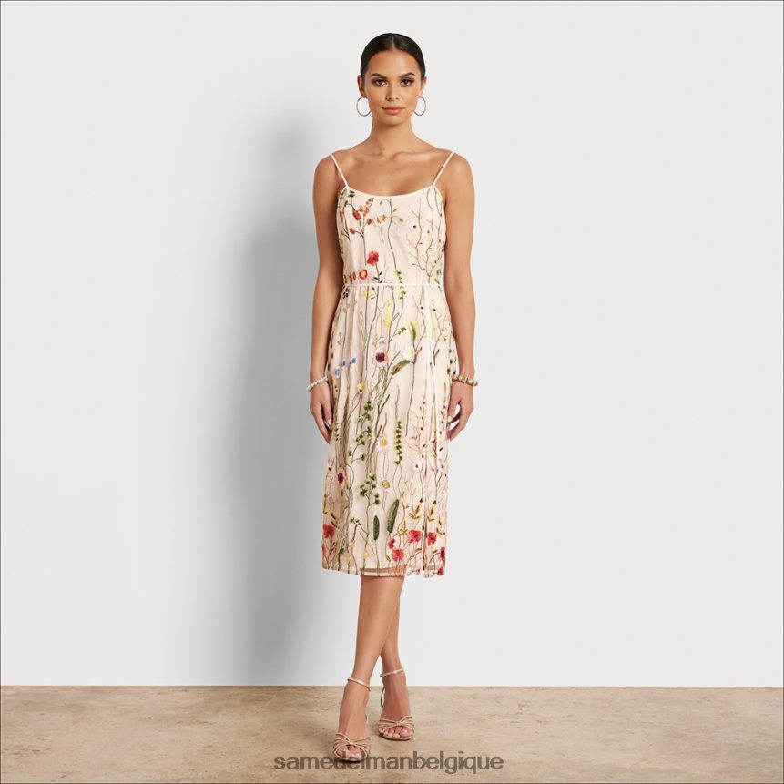 robe midi à fleurs brodées Sam Edelman femmes écru multicolore JZ0XZ01064 vêtements
