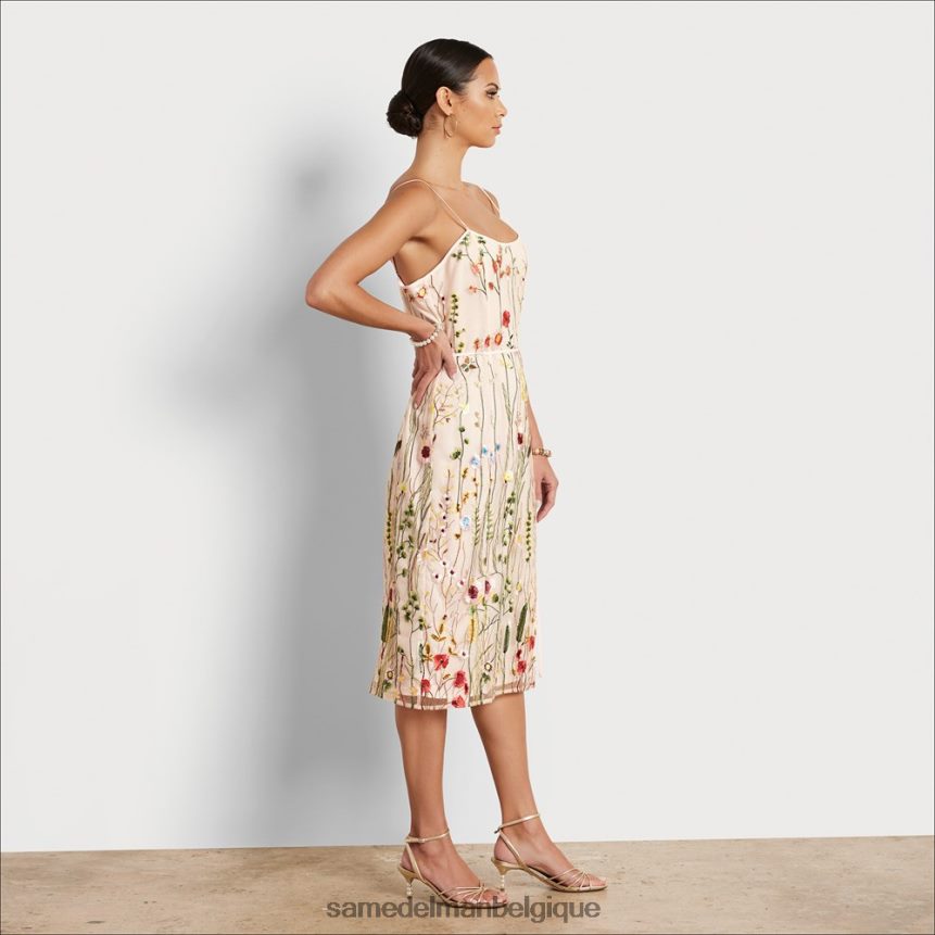 robe midi à fleurs brodées Sam Edelman femmes écru multicolore JZ0XZ01064 vêtements
