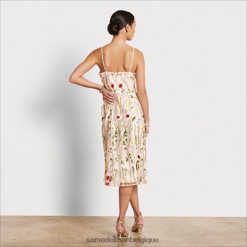 robe midi à fleurs brodées Sam Edelman femmes écru multicolore JZ0XZ01064 vêtements