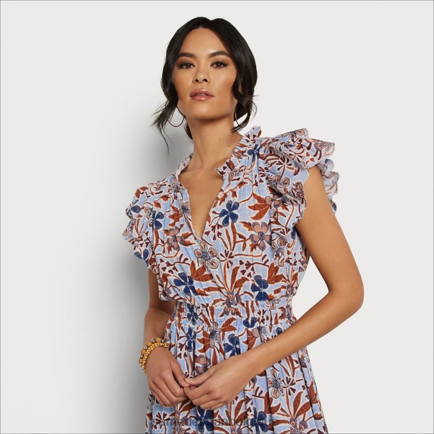 robe midi kenna Sam Edelman femmes bleu fleuri JZ0XZ01100 vêtements