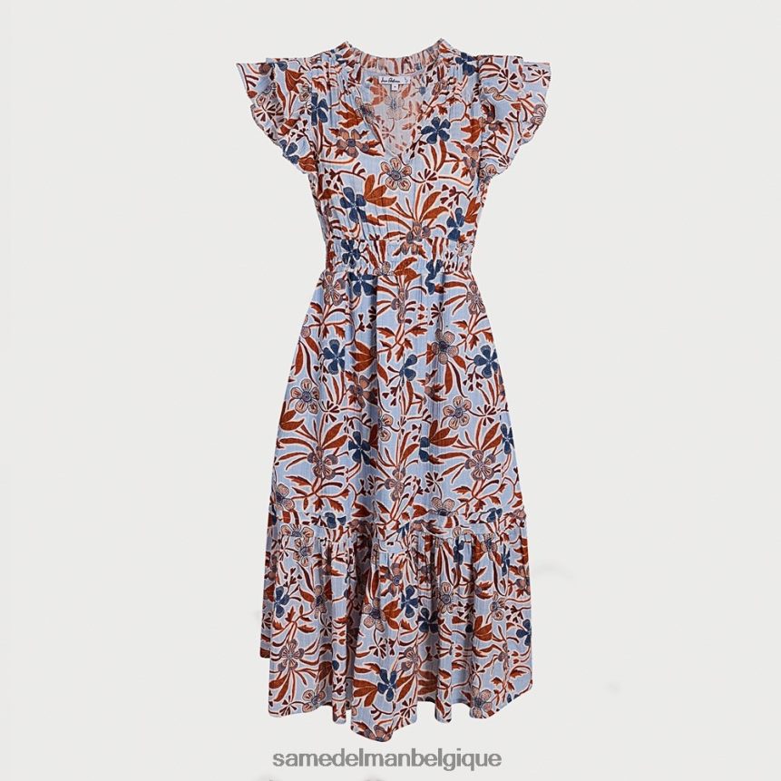 robe midi kenna Sam Edelman femmes bleu fleuri JZ0XZ01100 vêtements