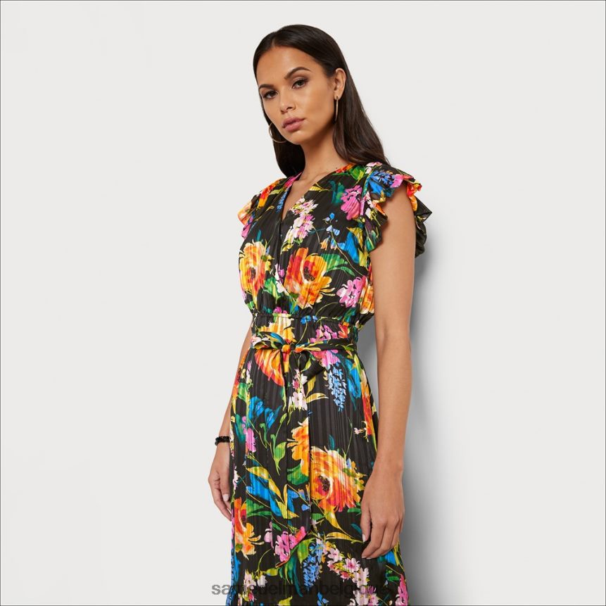 robe midi portefeuille à fleurs Sam Edelman femmes noir multicolore JZ0XZ01098 vêtements