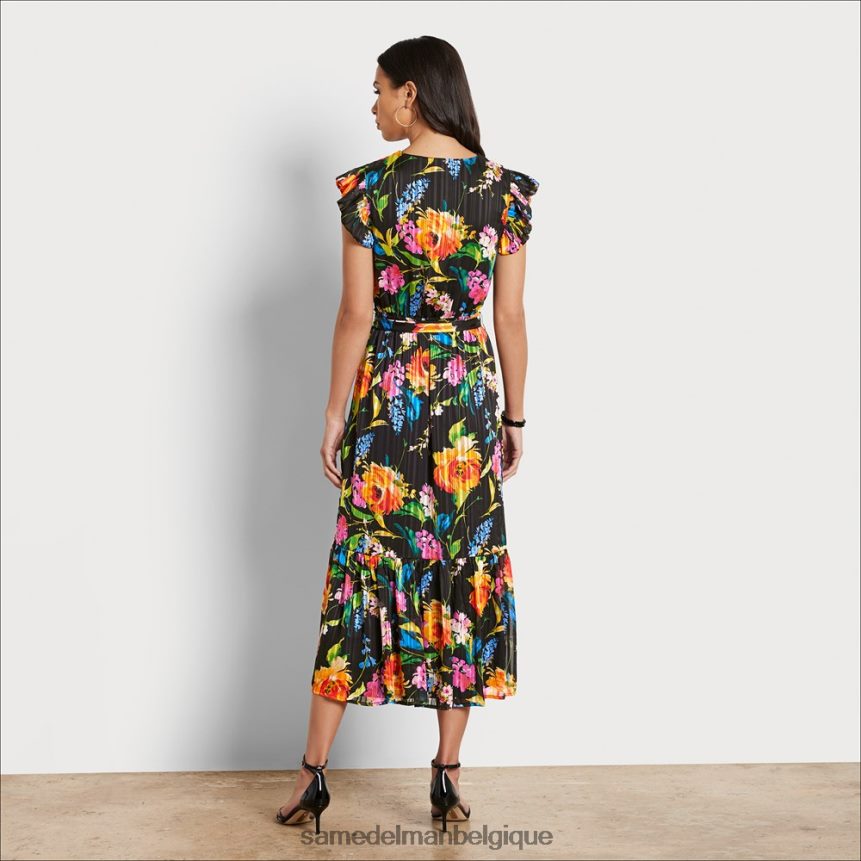 robe midi portefeuille à fleurs Sam Edelman femmes noir multicolore JZ0XZ01098 vêtements