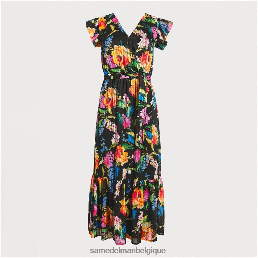 robe midi portefeuille à fleurs Sam Edelman femmes noir multicolore JZ0XZ01098 vêtements